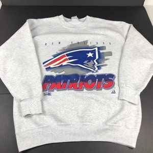 VTG 1994 NFL New England Patriots Sweatshirt Adult Large Grey Big Logo Crewneck